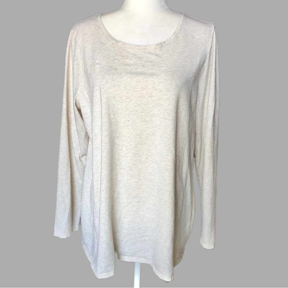 Pure J.Jill Neutral Beige Long Sleeve Stretch Cotton Tee XL